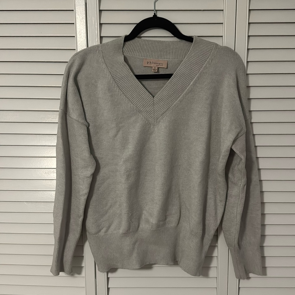 Gray philosophy v neck sweater